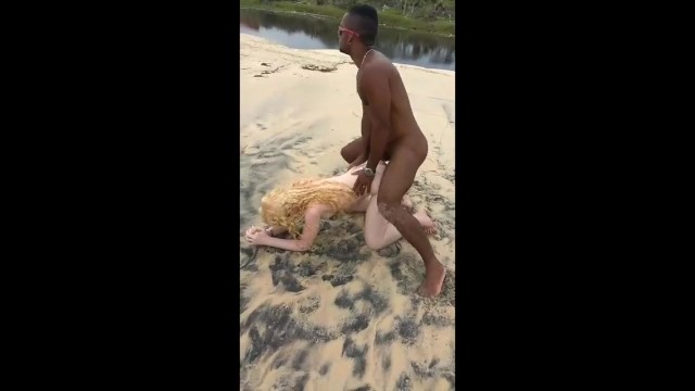 Big dick fucking at the beach two pussies