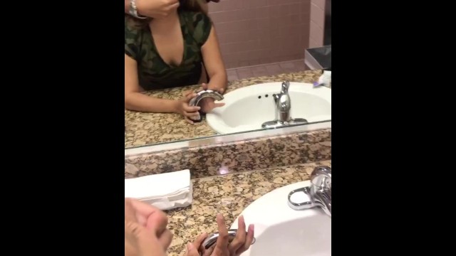 Latina cheating girl wants sex fuck doggy style in the restroom at work